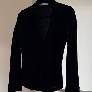 Zara Midnight Black Long Sleeve Blouse